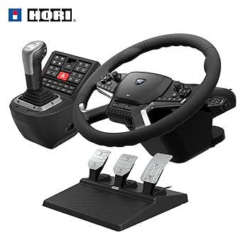 HORI Truck Control System for Windows 11/10 with Force Feedback Steering Wheel, Shifter Control Panel, Pedals
