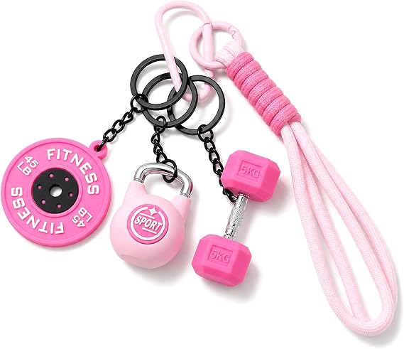 Dumbbell Keychain set Silicone Gym Keychain Motivational Gym Accessories Fitness Gifts for Boyfriend Girlfriend