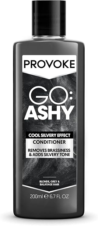 PROVOKE Go Ashy Conditioner 200ml, Remove Brassiness & Adds Silvery Tone to Hair, Formulated with Triple Toning Technology, Turn Warm & Brassy Hair to Cool & Ashy
