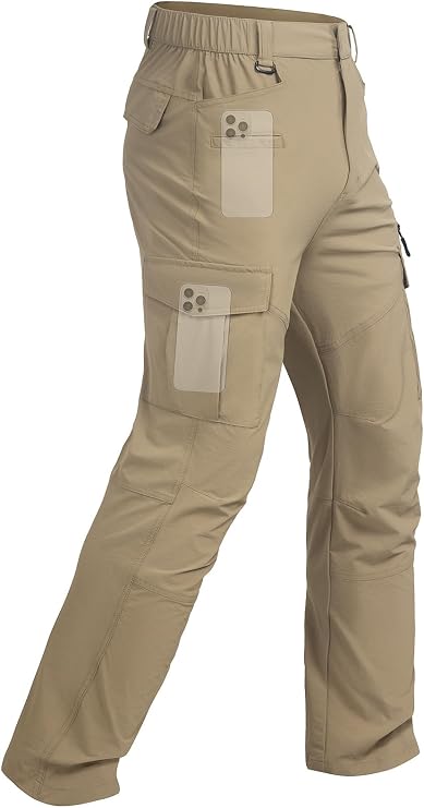 Men's Hiking Cargo Work Pants Lightweight Quick Dry Waterproof Fishing Travel Tactical Pants Outdoor 7 Pockets