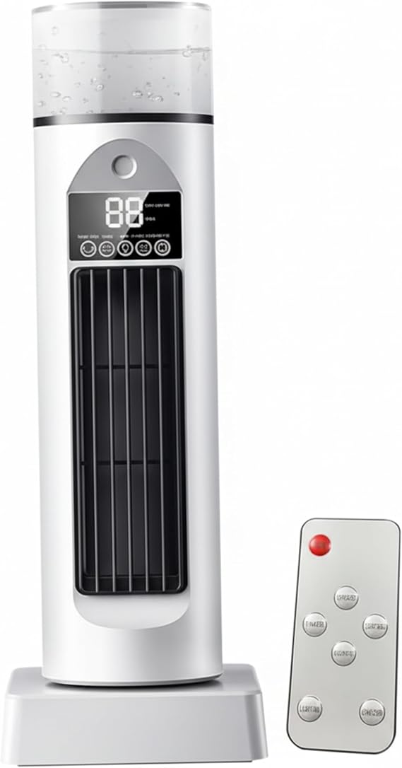 Bladeless Oscillating Tower Fan, Portable Air Conditioning Fan with Mist Function for Bedroom, USB Desktop Cooling Fans with Remote Control - White Air Conditioning, Oscillating, Tower