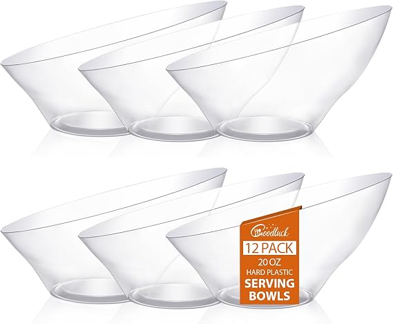Goodluck 12 Pack Clear Plastic Serving Bowls for Party - 20 OZ