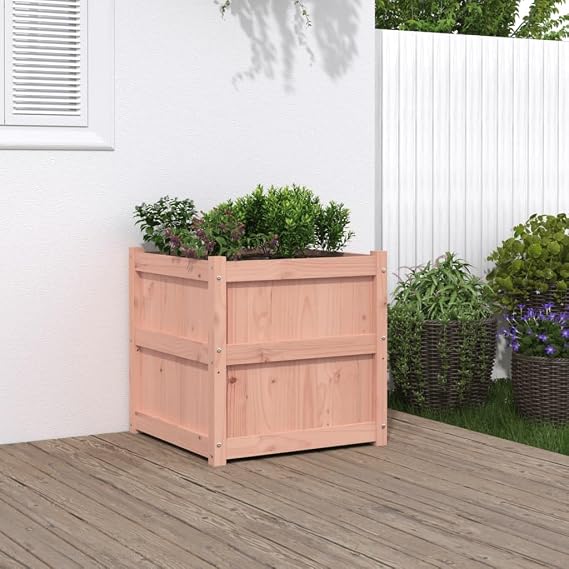 Tall Black Planter planters for Outdoor plantsGarden Planter 23.6"x23.6"x23.6" Solid Wood DouglasSuitable for Gardens, courtyards, and Balconies.