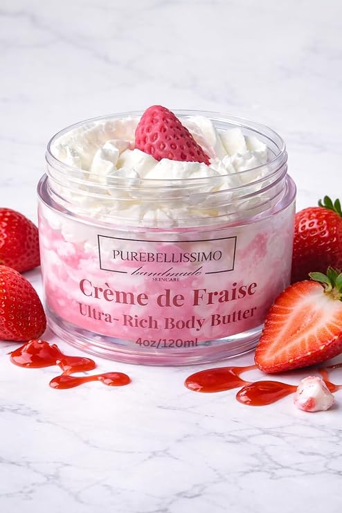 Beauty Body Glaze Butter, Strawberry Shortcake Scented Sugary Sweet + Gourmand, Moisturizing Non-Greasy Body Butter for Women With Shea Butter, Mango Butter for Soft and Glossy Skin