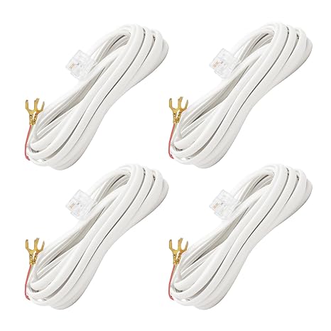 OLIREXD 4PCS Telephone Extension Cable, RJ11 6P2C Telephone Landline Extension Cord with Standard RJ11 6P2C Plug, 4.9ft/1.5m White (4 Pack)