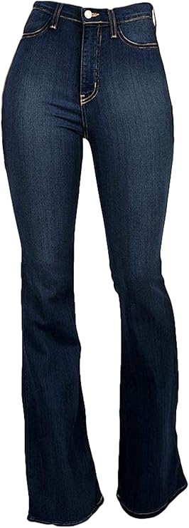 Aiouios Jeans for Women Stretch Skinny, Bell Bottom Jeans Elastic Waist Flared Jean Destroyed Raw Hem Denim Pants