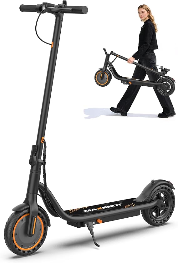 Maxshot Electric Scooter, 350W/500W Powerful Motor, 19-22 MPH Max Speed, 15-28 Miles Range, Foldable escooter with Dual Braking Systems, Smart APP