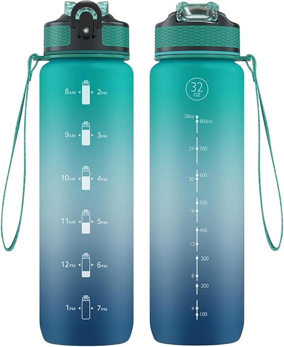 1L Sports Water Bottle with Straw, BPA-Free Tritan Leakproof for Gym