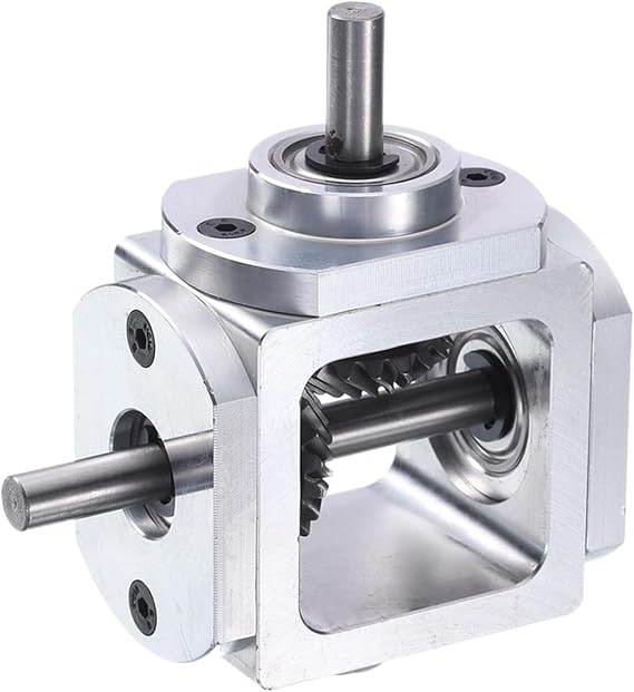 1pc Gear-Box 90 Degree Right Angle Bevel Gear-Box 1:1 Single Output Shaft 1 Module 20 Teeth Bevel Gear Aluminum Frame