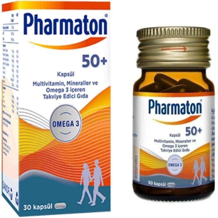 Pharmaton 50 Plus 30 Capsules - Omega 3, Multivitamins and Minerals
