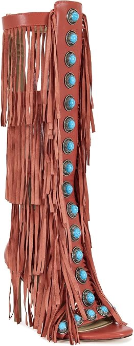 AZALEA WANG Amadeo Fringe Gladiator Sandal Boot
