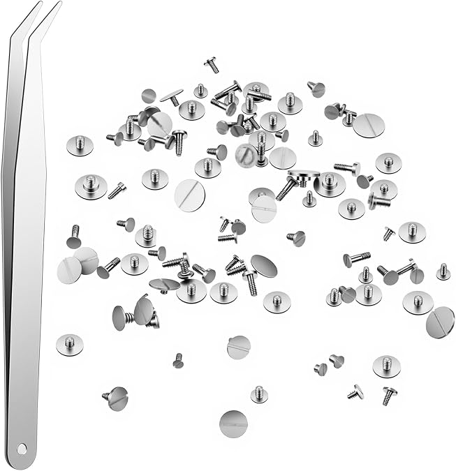 Watch Screws, 100 Pcs Watch Repair Screws with Tweezers Replaces Old Battery Clamp Screw in Watches Replacement Micro Screw for Watchmaking-Watch Repair