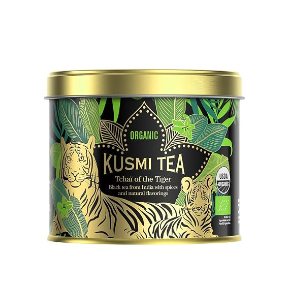 Kusmi Tea - Tchai of the Tiger - Organic Indian Black Tea with Spices - Chai Tea - Organic Flavored Black Tea - Created in Collaboration with WWF - Loose Leaf Tea - Tin Box of 3.5 oz