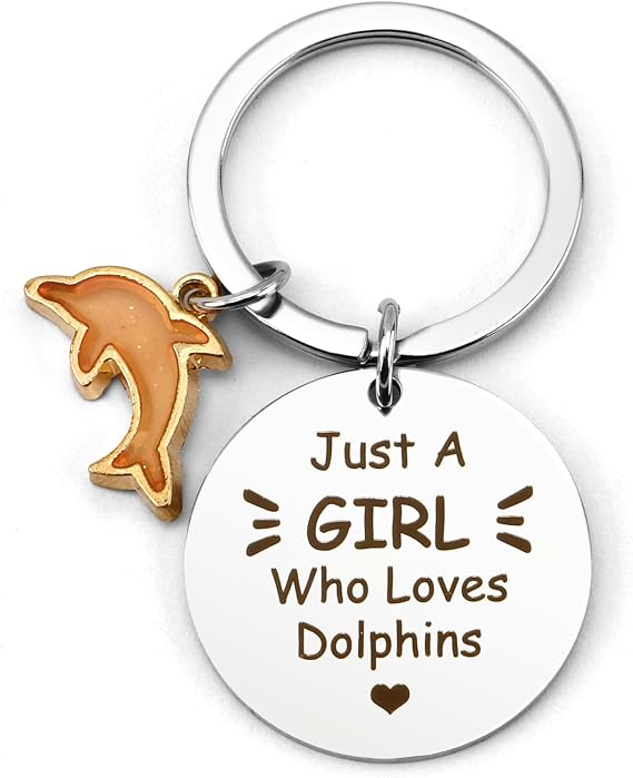 Dolphin Keychain Dolphin Lover Gifts for Women Just A Girl Who Loves Dolphins Themed Accessories Key Chains Women Cute Dolphins Stuff Birthday Mothers Day Christmas Gift for Her Friend Daughter Sister