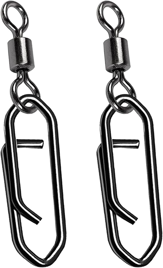 AMYSPORTS High Strength Saltwater Barrel Swivels Fishing Tackle Stainless Steel Line Connector Fishing Snaps Swivel Change Quick Fishing Clips Snap Black Nickel