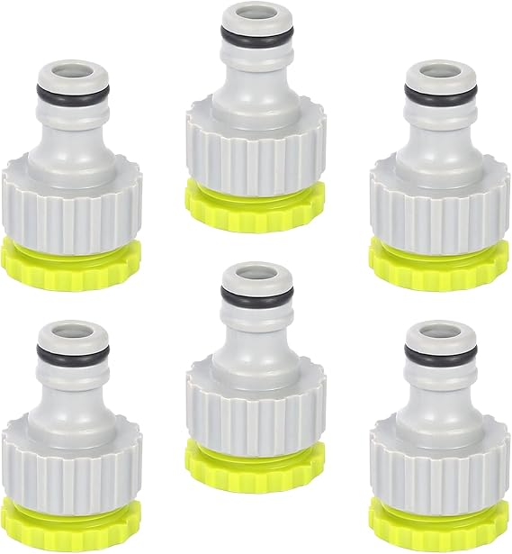 Garden Hose Faucet Connector - Set of 6 Faucet Quick Connect Adapter | Leakproof Hose Connection, Fits 13mm/19mm for Garden Irrigation, Lawn Watering, Car Cleaning