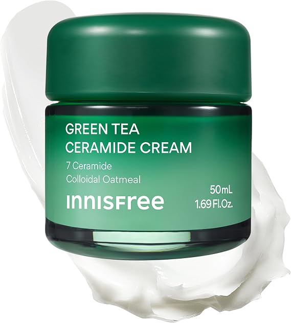 INNISFREE Green Tea Ceramide Cream, Korean Moisturising Face Cream with Green Tea & Ceramide, For Hydration, Skin Barrier Care & Comfort, 50ml