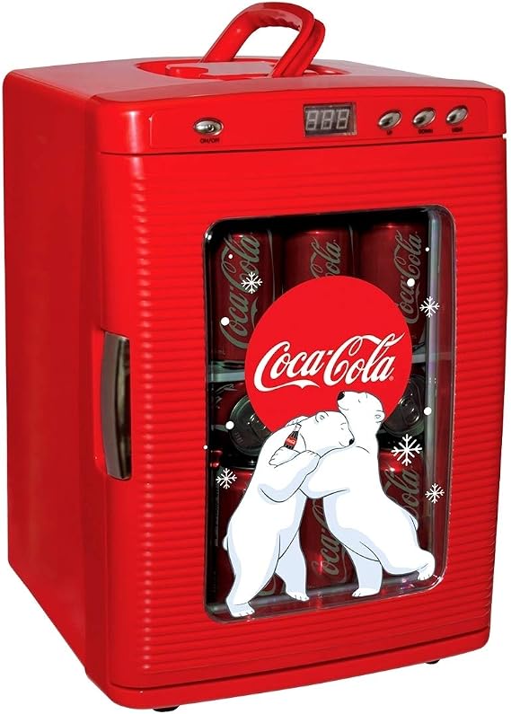 Coca Cola Mini Fridge - Refrigerator for Bedroom Office, Portable Table Top Beverage Cooler, 12V 110V Refrigerador For Drinks, Soda, Wines, Use In