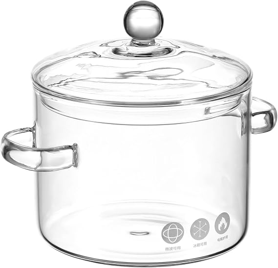 DOITOOL Glass Soup Pot with Lid Borosilicate Glass Cooking Pot for Stove Top Clear Simmer for Instant Noodles Soup Milk Baby Food Home Kitchen 7.87 X 6.29 X 5.51 in