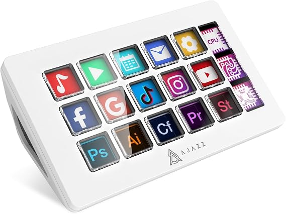 MANBASNAKE AKP153 Studio Deck, Stream Controller, 15 Macro Keys (White) | Trigger Actions in Apps Software OBS, YouTube, Twitch, Custom Console for Photo and Video Editing, Live Streaming, PC/Mac