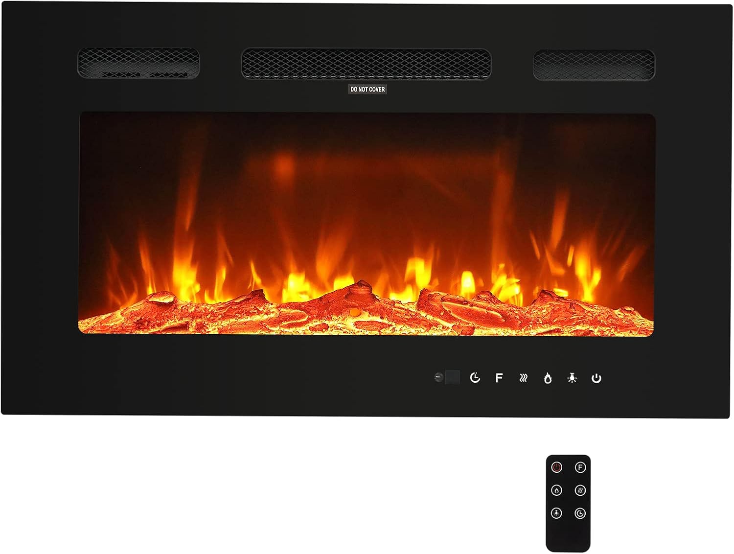 Veryke 60’’ Electric Fireplace, Recessed Wall MountedEmbedded Electric Fireplace, Sheet Metal Temperature-Adjustable with Timer, LED Display , Crystal Stone, Remote Control ,9-Color Flame