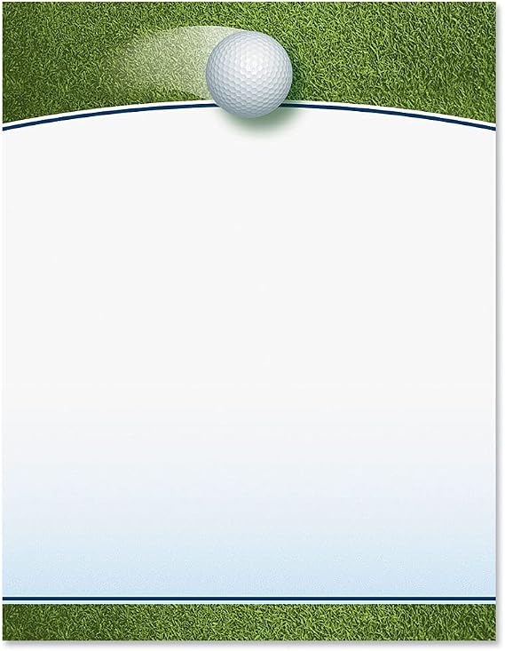 PaperDirect Ball in Play Golf Letterhead, 8.5" x 11" Sports-Themed Stationery for Tournaments, Flyers, Letters, Invitations, Cards, Scrapbooks, and School or Business Use, 25 Sheets