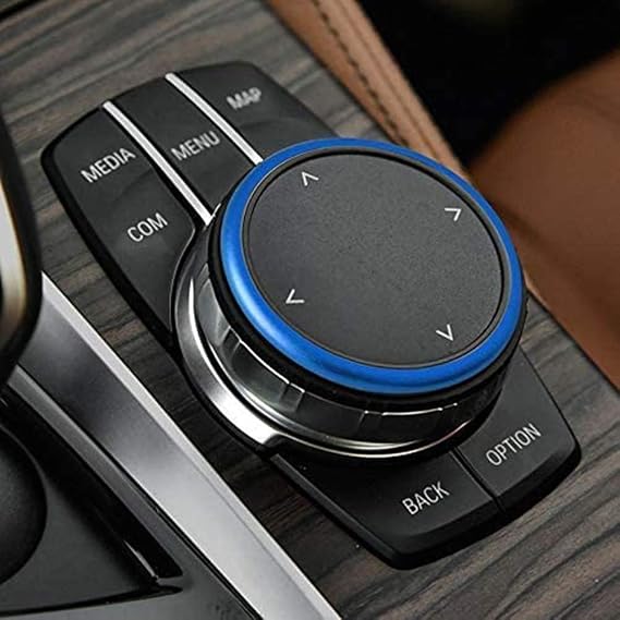 MAXDOOL 1pc Aluminum Ring Compatible with BMW 1 2 3 4 5 6 7 Series X3 X4 X5 X6 Center Console iDrive Multimedia Controller Knob Emblem(Blue)