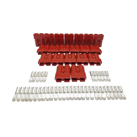 50Amp Power Connector Plug 50A Quick Connect Disconnect 600 V 10 Pairs(20pcs) for 50Amp Battery Connector(Red, 6awg)