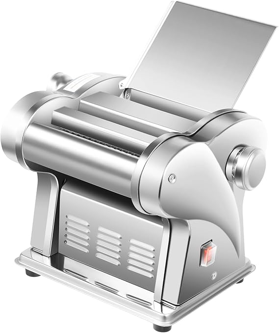 Automatic Electric Pasta Maker Machine 135W 110V Dumpling Dough Skin Maker Noodle Dough Roller Noodle Cutting Machine for Spaghetti, Fettuccini, Lasagna, Dumpling Skins