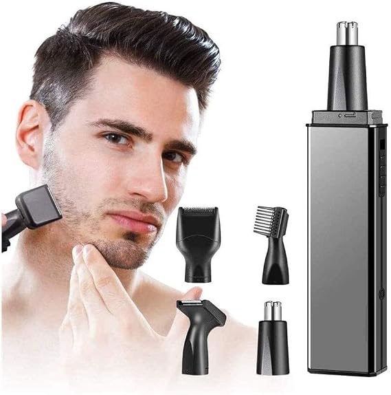 WEedsy Ear and Nose Hair Trimmer for Men & Women, 4 in 1 Electric Eyebrow Trimmer Painless Nose Clippers Facial Hair Remover Waterproof with Dual Edge Blades