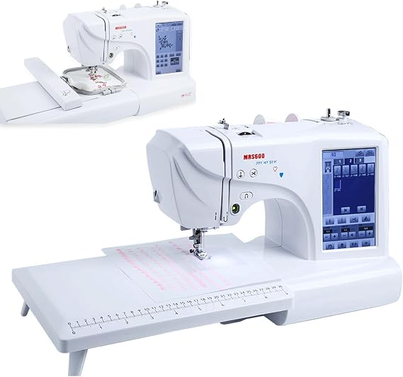 Double Needle Embroidery & Sewing Machine, Commercial Embroidery Machine with 7'' Touchscreen, 4''×9.3'' Embroidery Area, 398 Patterns, 132 Stitches, for embroidery on hats, clothes