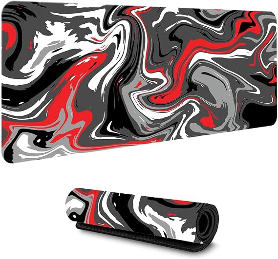 Mouse Pads Strata Liquid Computer Pad Grey White Black Red Large Mouse Pad Desk Pad with Improves Precision Speed.Extended Long Laptop Keyboard Pad for Pc Gamer 900X400Mm/XXL