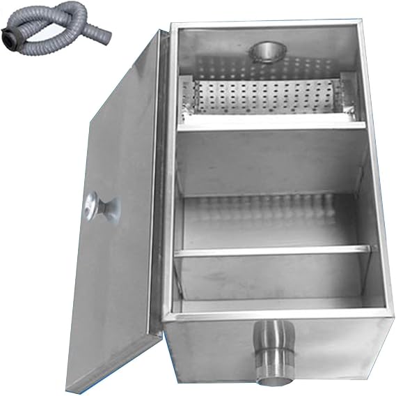 Commercial Grease Trap, Stainless Steel Interceptor, Restaurant Side Inlet Interceptor, Under Sink Grease Trap (Size : 80 * 40 * 40cm/31 * 16 * 16in)