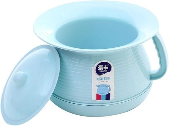 Urinal Chamber Pot, Spittoon Chamber Pots Bed Pan with Lid and Handle Potty Portable Urine Pots Mobile Toilet for Women Men Outdoor Elder Home(Color:Blue-1)