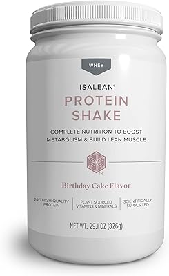 IsaLean Protein Shake - Complete Superfood Meal Replacement for Maintaining Healthy Weight and Lean Muscle Growth with 24 Vitamins and Minerals - 29.1 oz - 14 Meal Canister Birthday Cake - Canister