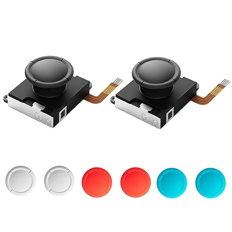 WeChip for GuliKit TMR Switch Joystick Replacement, No Drift, High Precision, 2Pcs TMR Electromagnetic Joycon Joystick Without Repair Kit, 4 Colors Thumbstick Caps, Compatible with Switch/OLED/Lite Joysticks