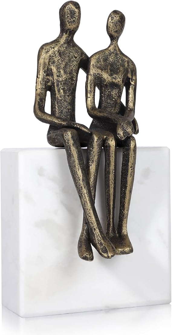 Marble and Together Iron Sculpture Wedding Anniversary Couples Gift for Couple/Her, Mothers Day Fathers Day Birthday Gift for Wife Husband, Romantic Couple Statue Gifts for Him
