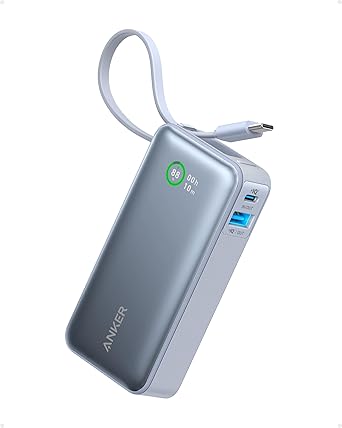 Anker Nano Power Bank, 10,000mAh Portable Charger with Built-in USB-C Cable, 30W Recharging, 30W Max Output with USB-C&amp;amp;amp;amp;A, for iPhone 1716  15 Series, MacBook, Galaxy, AirPods, and More