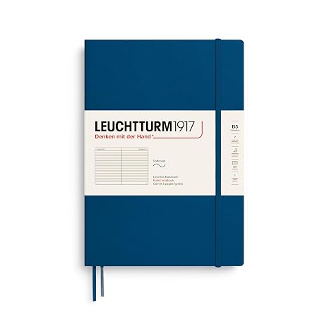 LEUCHTTURM1917 - Notebook Softcover Composition B5-123 Numbered Pages for Writing and Journaling (Ruled, Indigo)