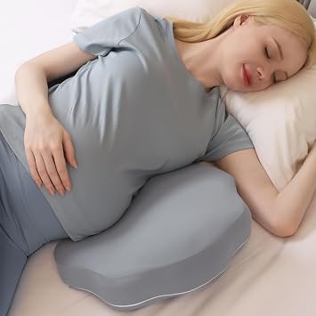 Chilling Home Pregnancy Pillows for Sleeping, Memory Foam Maternity Pillow for Belly, Back, Adjustable and Portable Travel Wedge Pillow for Side Sleepers Grey, Height 10cm