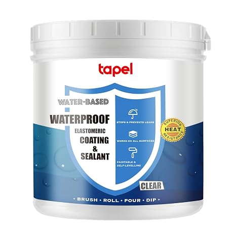 Crystal Clear Liquid Rubber Waterproof Coating - 500% Elastic Invisible Sealant for Shower, Bathroom & Tile Repair - UV Resistant Transparent Agent for Roofs, Walls & Windows - 1 Quart