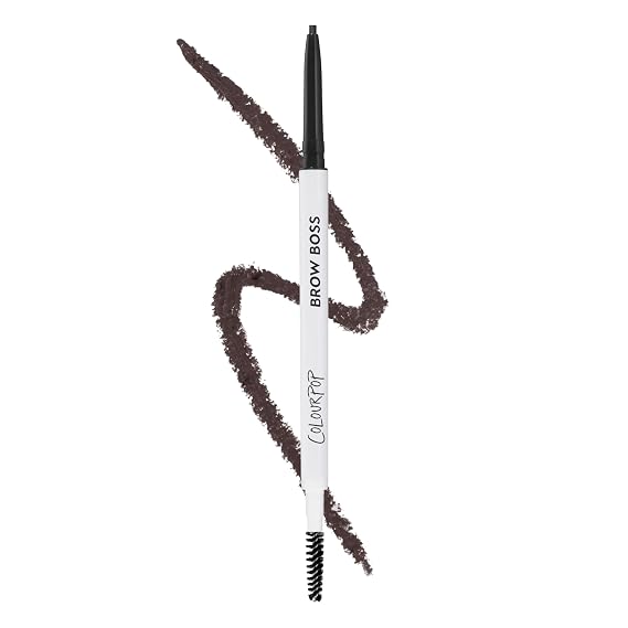 Colourpop Brow Boss Waterproof Eyebrow Pencil - Defining Brow Pencil with Precision Tip, Retractable Twist & Built-In Spoolie - 8-Hour Wear - Creates Natural Hair-Like Strokes - Soft Black (0.003 oz)