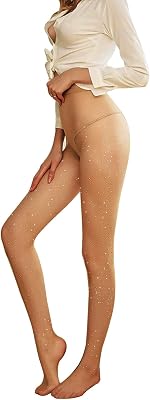 Womens Fishnet Tights Sparkle Rhinestone Sexy Pantyhole Tights High Waist Stockings