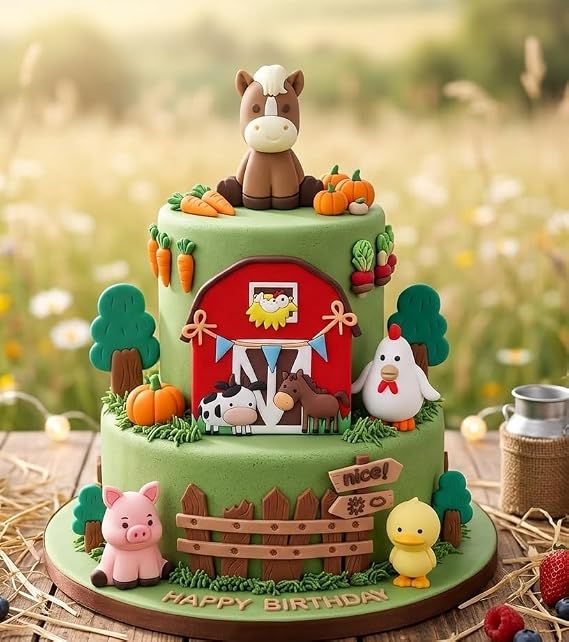 JeVenis Farm Animal Cake Topper Sheep Cow Pig Birthday Cake Decoration