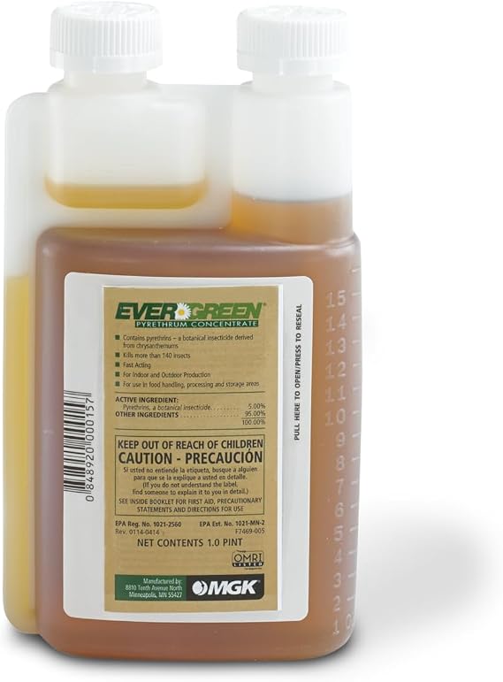 MGK Evergreen Pyrethrum Concentrate | OMRI Listed for Organic Production | Pyrethrin Insecticide Spray | for Indoor or Outdoor Applications | 16 Ounces