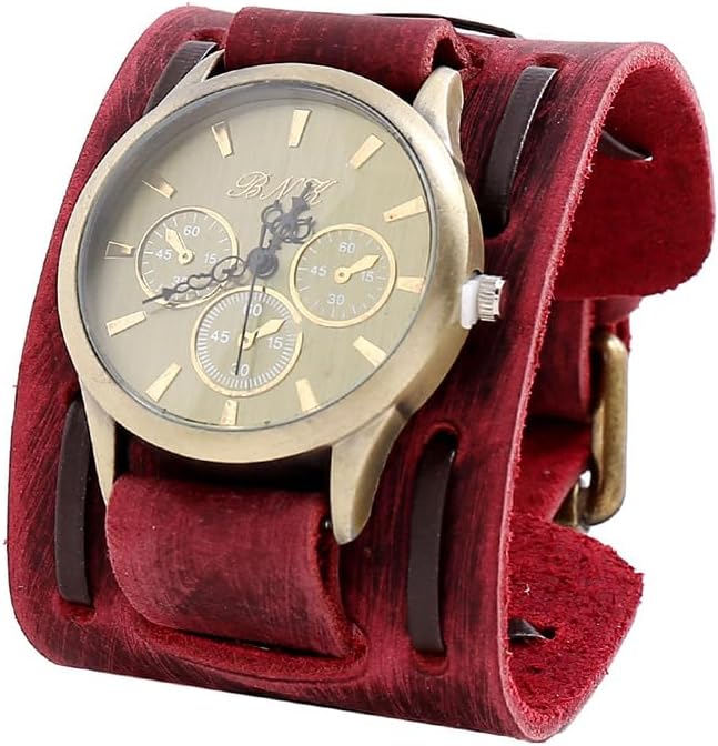 Punk Men's Watch Retro Do Old Style Braided Leather Bracelet Retro Hip Hop Wide Strap