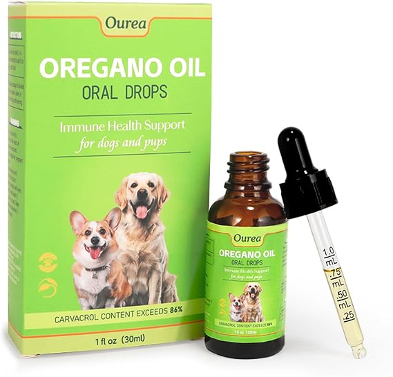 Oregano Oil Drops for Dogs & Pups, Natural Immune Support for Dog, Organic Oil of Oregano Drops, Immune Health Support for Pets, Natural Cleansing Compounds for Healthy Coat, Skin & Overall Well-Being