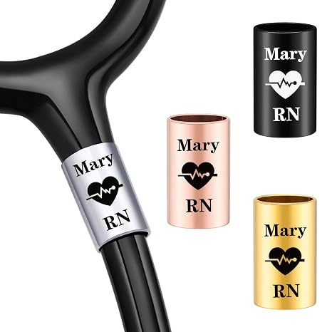 Personalized Stethoscope Name Tag Charms for Nurses, Stainless Steel Engraved Stethoscope ID Tag Label Accessories, Custom Graduation Gift for Nurse, Doctor, Professional Assistant