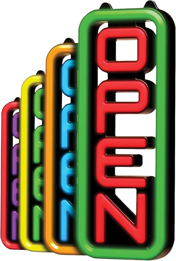 Led Open Sign for Business Stand Out with 64 Super-Bright Color Combos to Match Your Brand - Programmable Neon Flash, or Scroll 8 x 19 inch