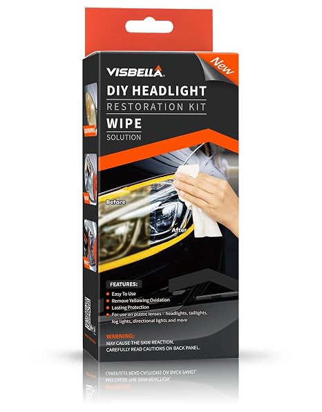 Visbella Auto Vehicle Headlight Restoration Kit, DIY Car Care Electric Repair Kit to Restore Oxidation Hazy Yellow Scratch for Headlights, Taillights, Fog or Directional Lights (Wipe Solution)